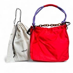 Rotunda red nylon bucket bag